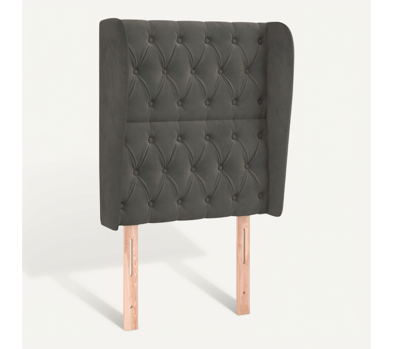 Tête De Lit Avec Oreilles Gris Foncé 83x23x118/128 Cm Velours