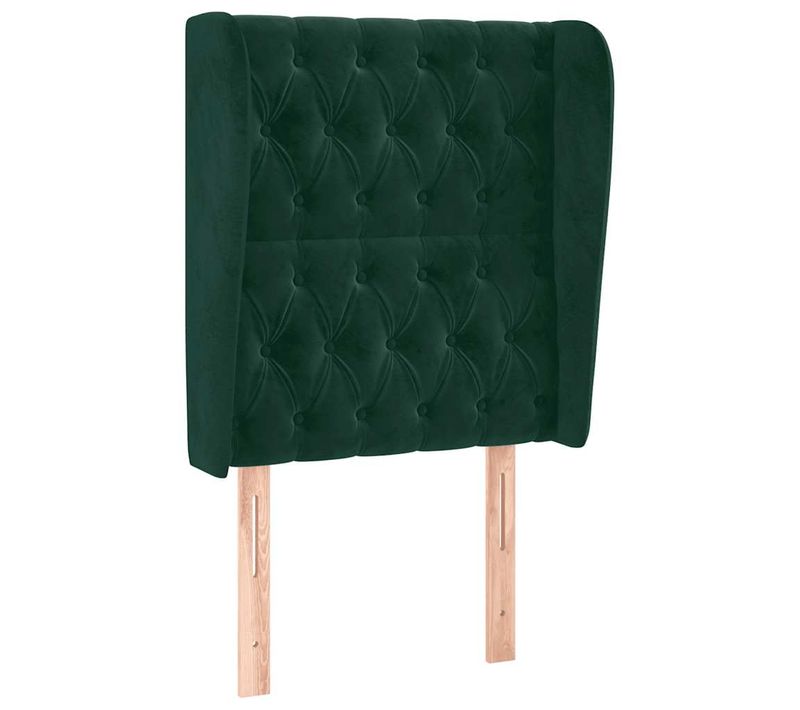Tête De Lit Avec Oreilles Vert Foncé 83x23x118/128 Cm Velours