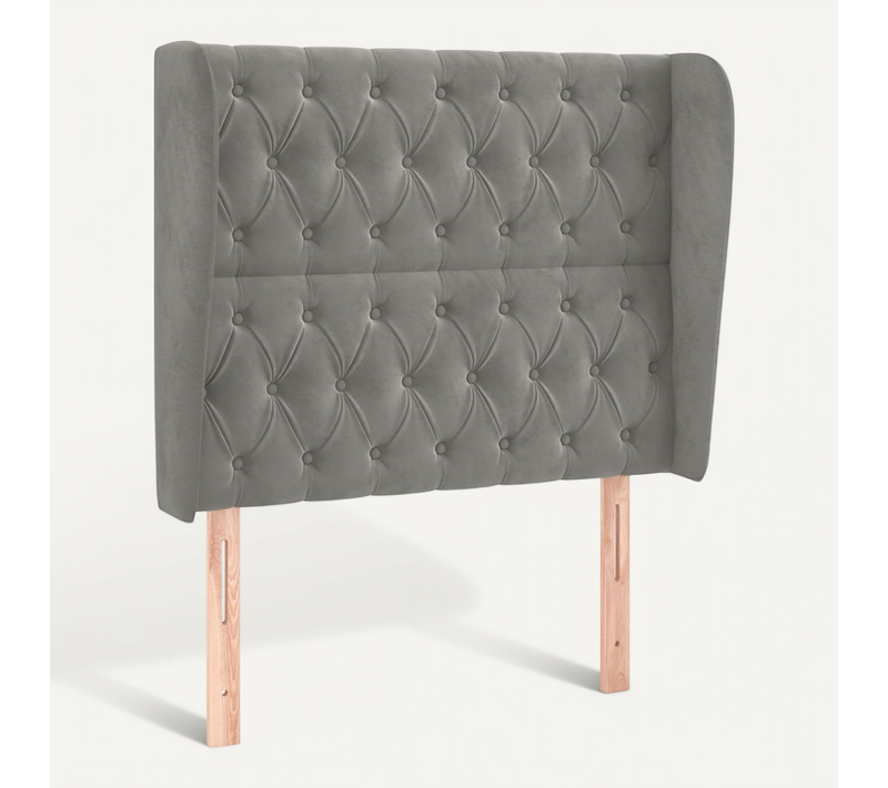 Tête De Lit Avec Oreilles Gris Clair 93x23x118/128 Cm Velours