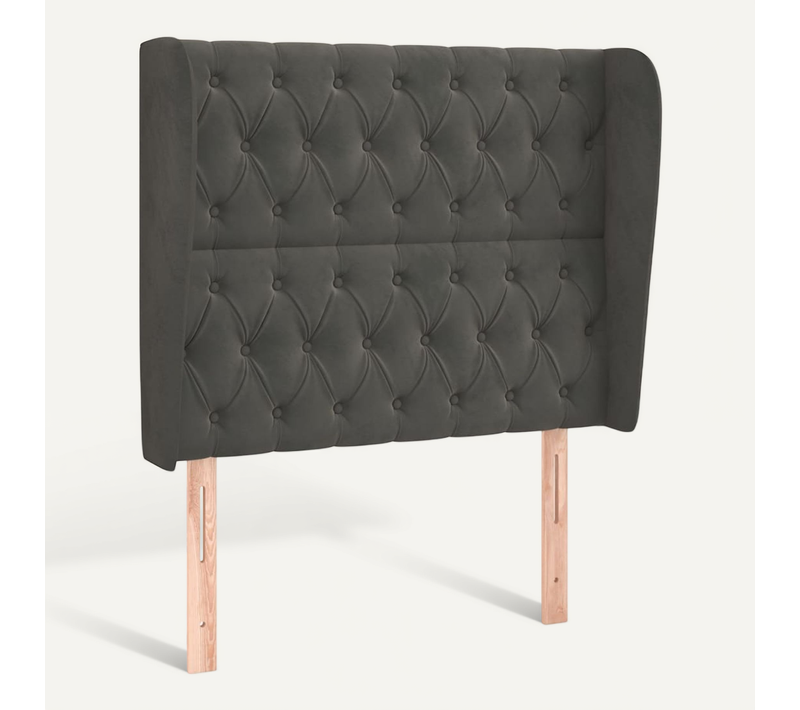 Tête De Lit Avec Oreilles Gris Foncé 93x23x118/128 Cm Velours