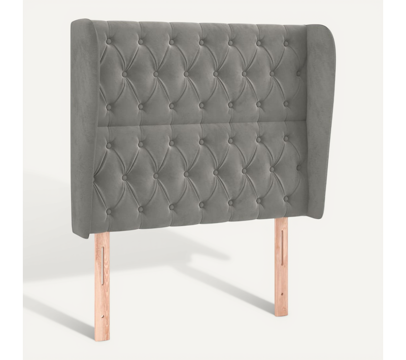Tête De Lit Avec Oreilles Gris Clair 103x23x118/128 Cm Velours
