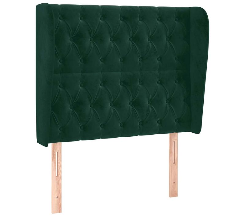 Tête De Lit Avec Oreilles Vert Foncé 103x23x118/128 Cm Velours