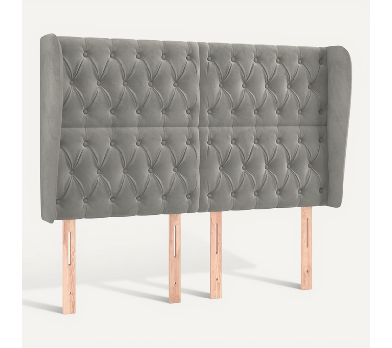 Tête De Lit Avec Oreilles Gris Clair 147x23x118/128 Cm Velours