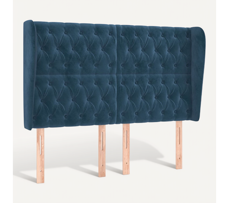 Tête De Lit Avec Oreilles Bleu Foncé 147x23x118/128 Cm Velours