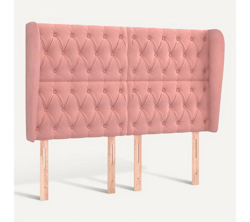 Tête De Lit Avec Oreilles Rose 147x23x118/128 Cm Velours