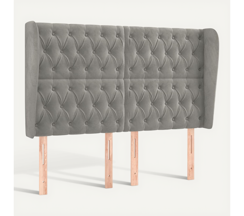 Tête De Lit Avec Oreilles Gris Clair 163x23x118/128 Cm Velours