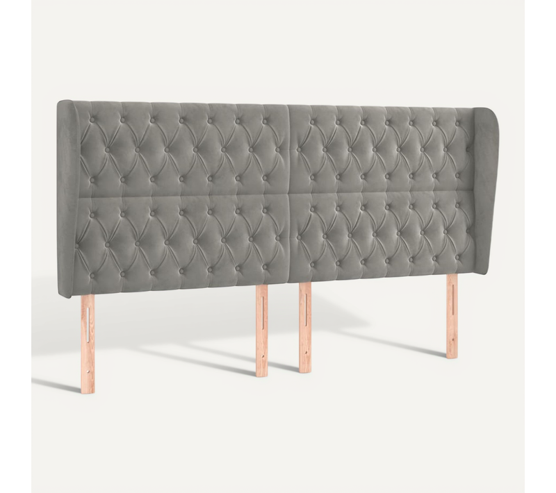 Tête De Lit Avec Oreilles Gris Clair 183x23x118/128 Cm Velours