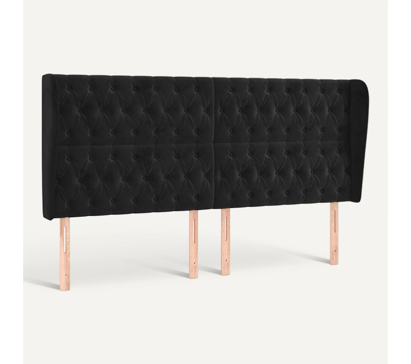 Tête De Lit Avec Oreilles Noir 183x23x118/128 Cm Velours