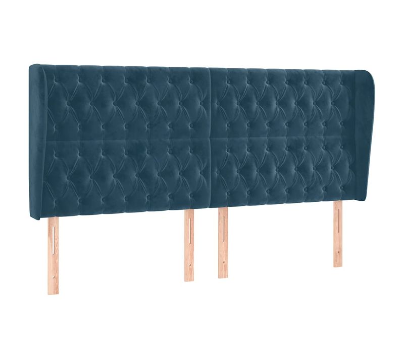 Tête De Lit Avec Oreilles Bleu Foncé 183x23x118/128 Cm Velours