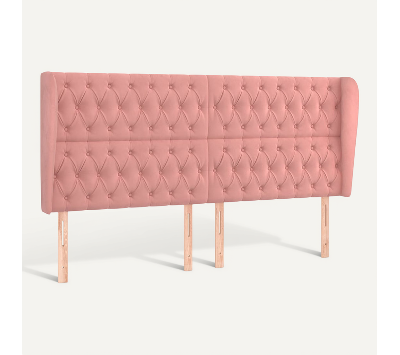 Tête De Lit Avec Oreilles Rose 183x23x118/128 Cm Velours