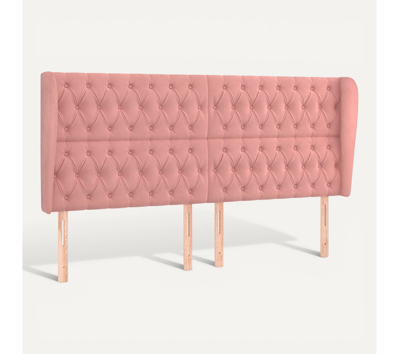 Tête De Lit Avec Oreilles Rose 203x23x118/128 Cm Velours