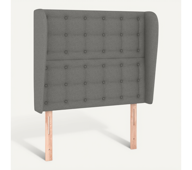 Tête De Lit Avec Oreilles Gris Foncé 83x23x118/128 Cm Tissu