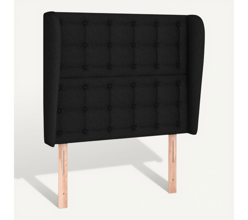 Tête De Lit Avec Oreilles Noir 83x23x118/128 Cm Tissu