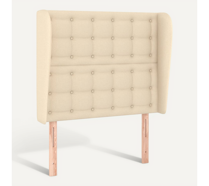 Tête De Lit Avec Oreilles Crème 83x23x118/128 Cm Tissu