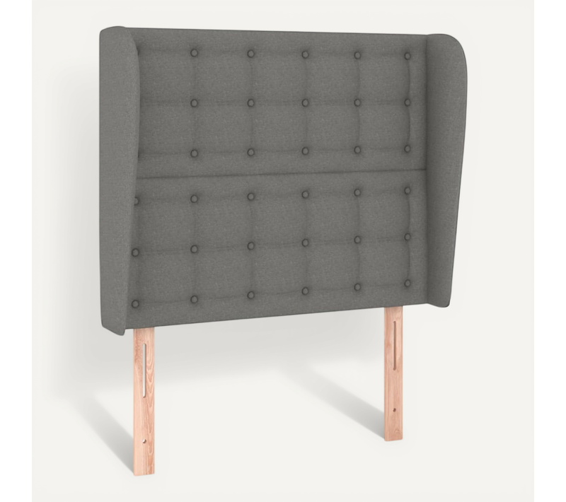Tête De Lit Avec Oreilles Gris Foncé 93x23x118/128 Cm Tissu