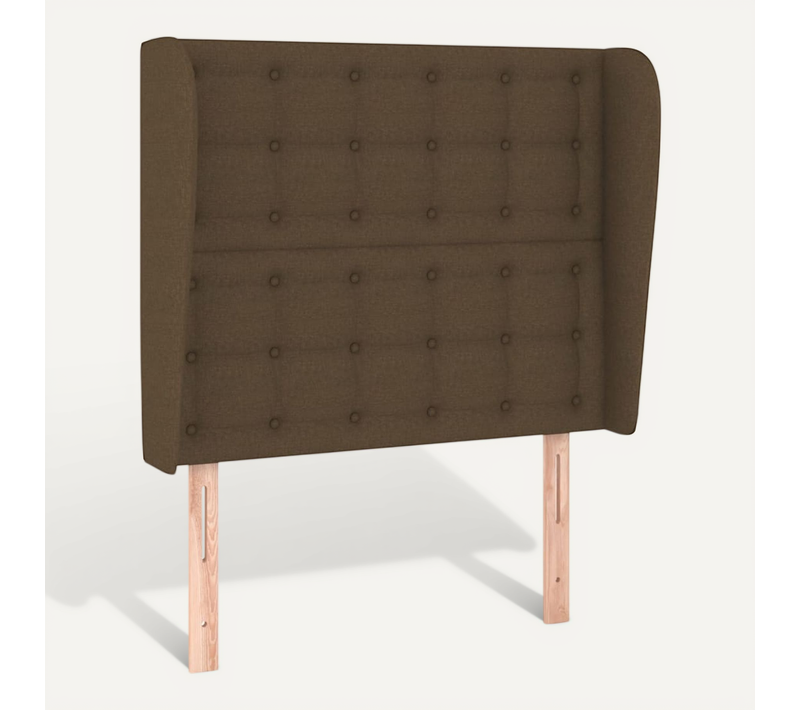 Tête De Lit Avec Oreilles Marron Foncé 93x23x118/128 Cm Tissu
