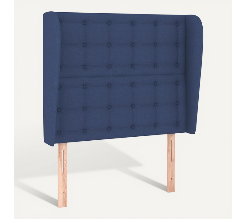 Tête De Lit Avec Oreilles Bleu 93x23x118/128 Cm Tissu