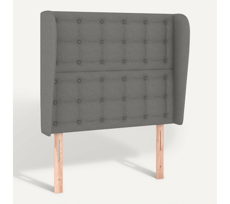 Tête De Lit Avec Oreilles Gris Foncé 103x23x118/128 Cm Tissu