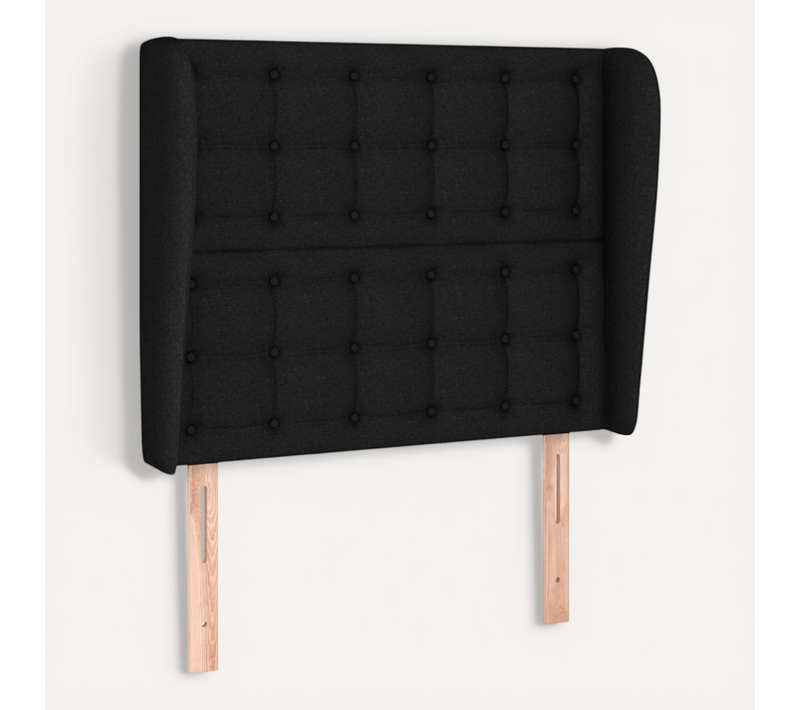 Tête De Lit Avec Oreilles Noir 103x23x118/128 Cm Tissu