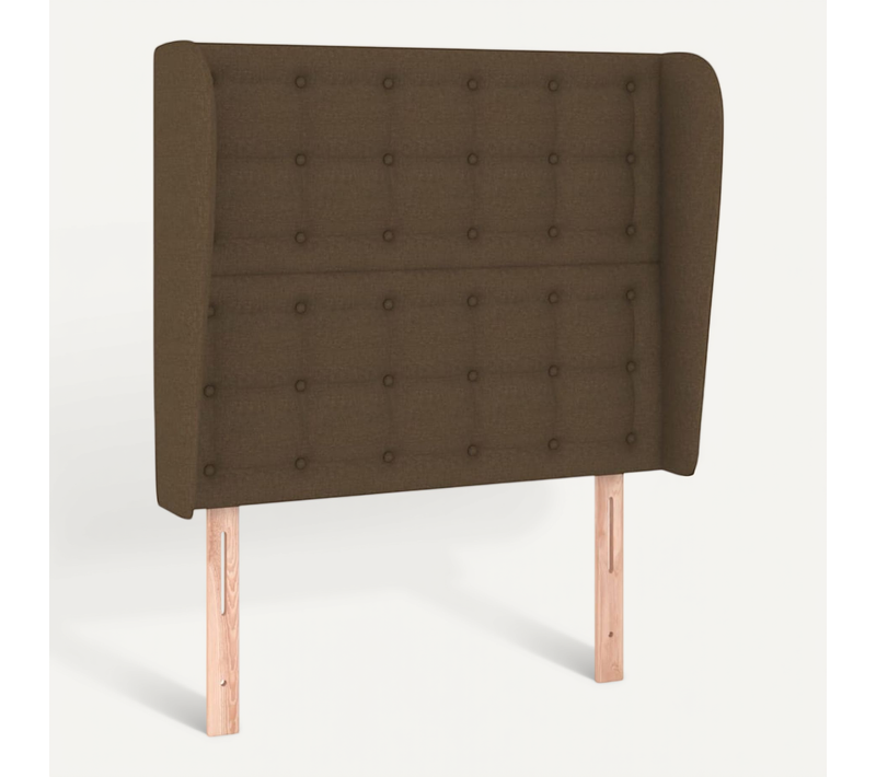 Tête De Lit Avec Oreilles Marron Foncé 103x23x118/128 Cm Tissu