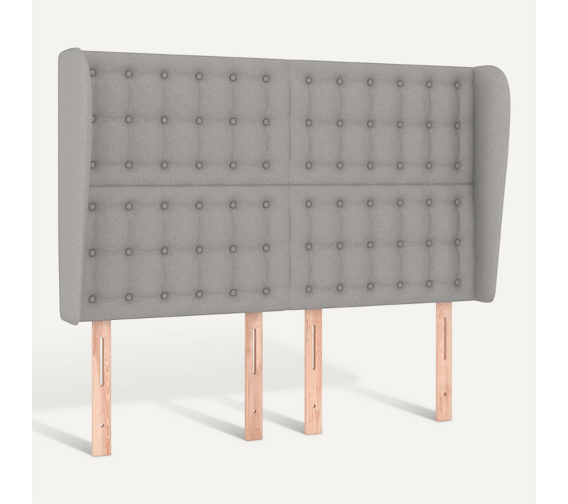 Tête De Lit Avec Oreilles Gris Clair 147x23x118/128 Cm Tissu