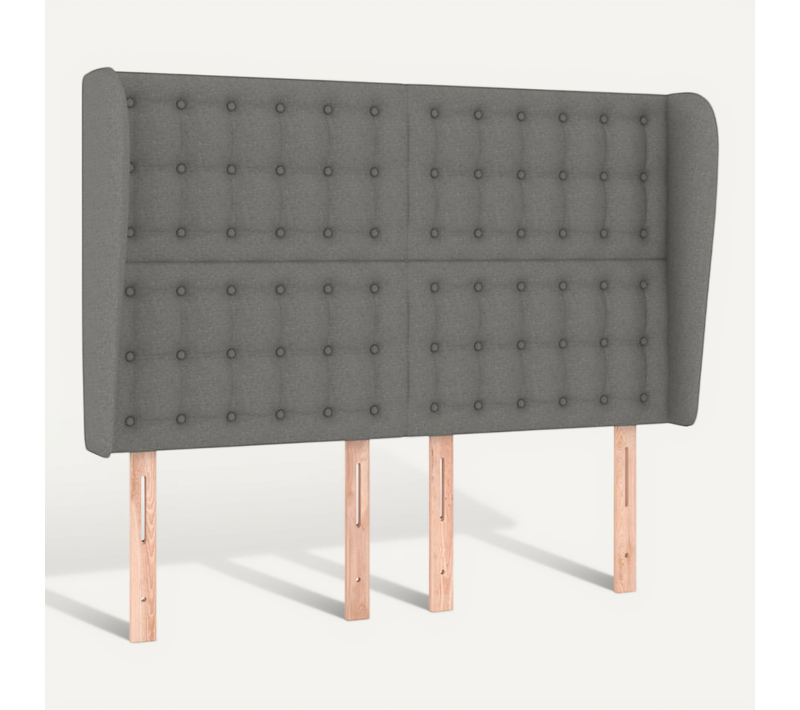 Tête De Lit Avec Oreilles Gris Foncé 147x23x118/128 Cm Tissu