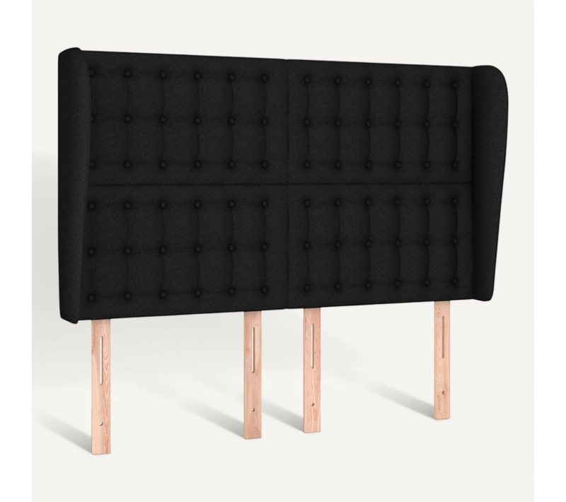 Tête De Lit Avec Oreilles Noir 147x23x118/128 Cm Tissu