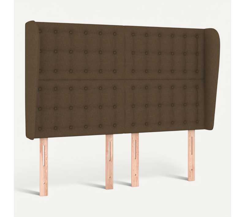 Tête De Lit Avec Oreilles Marron Foncé 147x23x118/128 Cm Tissu