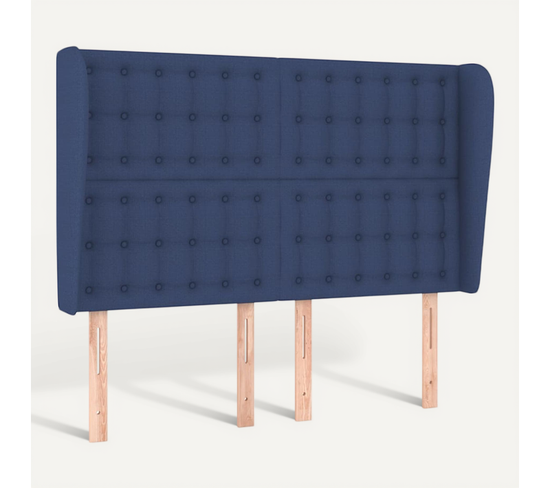 Tête De Lit Avec Oreilles Bleu 147x23x118/128 Cm Tissu