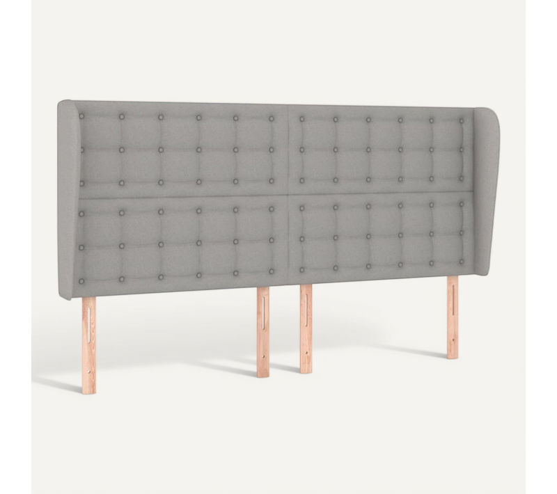Tête De Lit Avec Oreilles Gris Clair 163x23x118/128 Cm Tissu