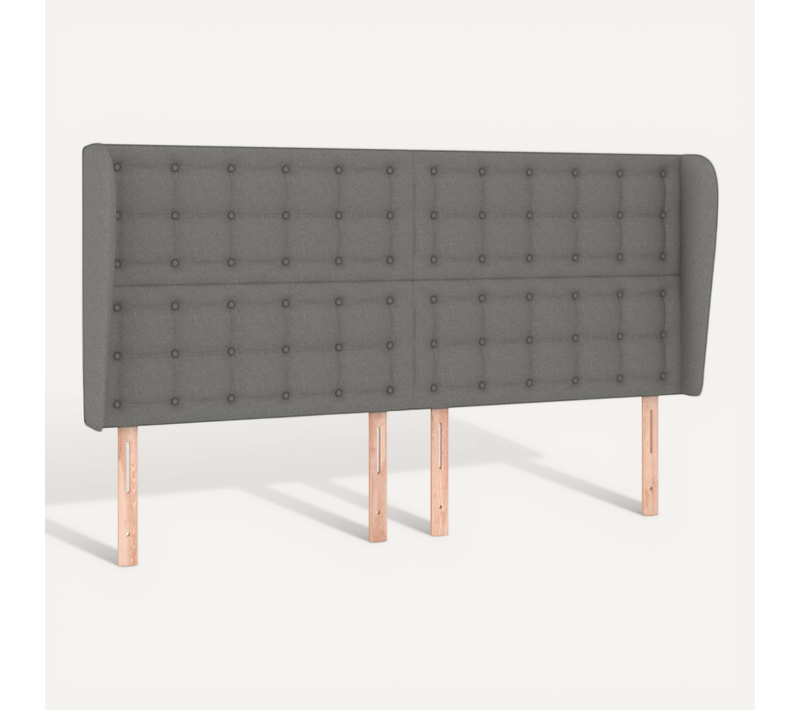 Tête De Lit Avec Oreilles Gris Foncé 163x23x118/128 Cm Tissu