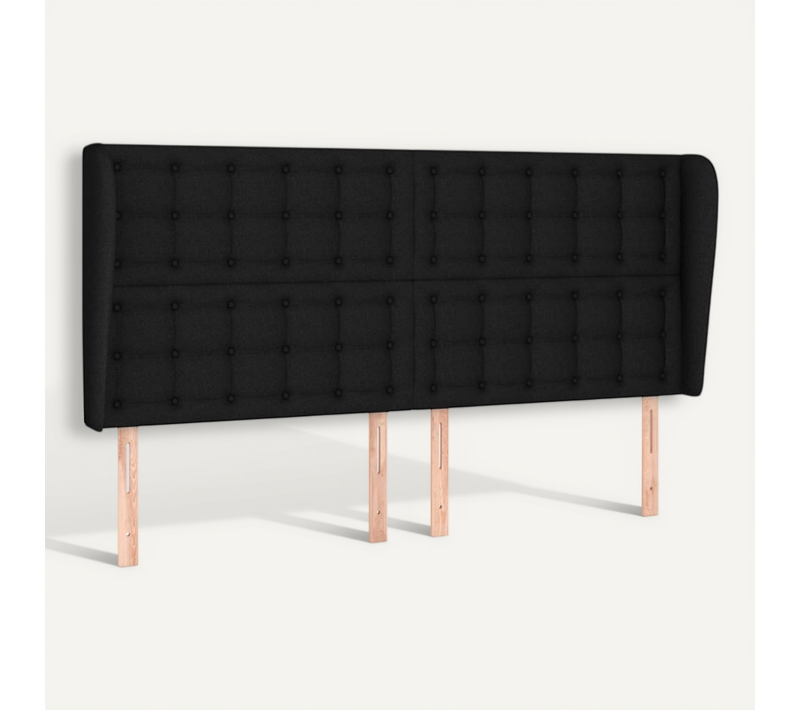 Tête De Lit Avec Oreilles Noir 163x23x118/128 Cm Tissu