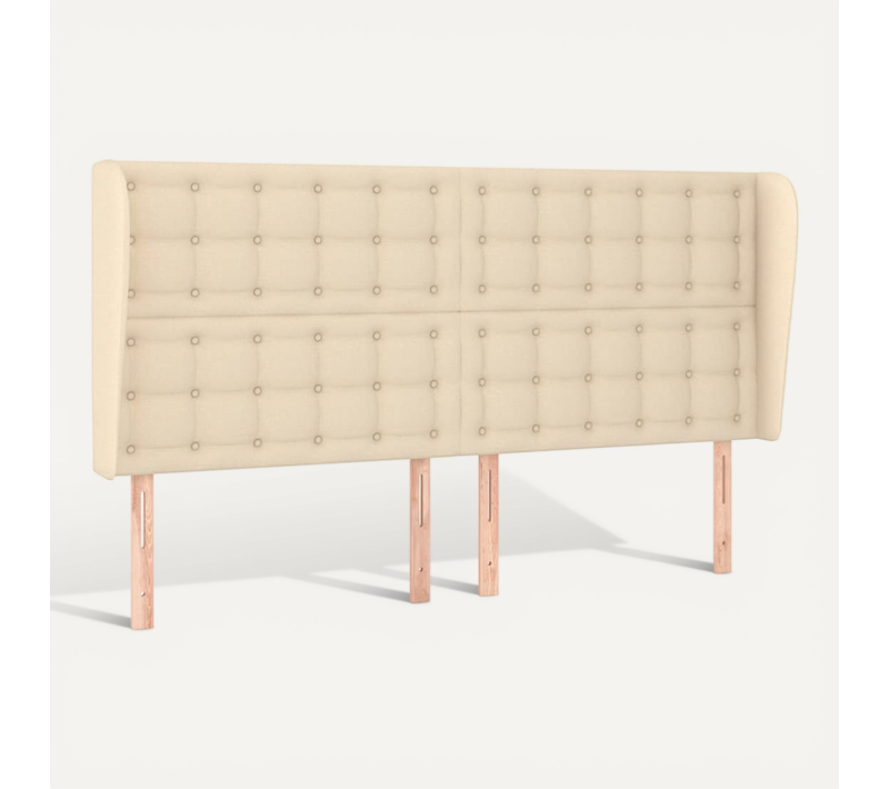 Tête De Lit Avec Oreilles Crème 163x23x118/128 Cm Tissu