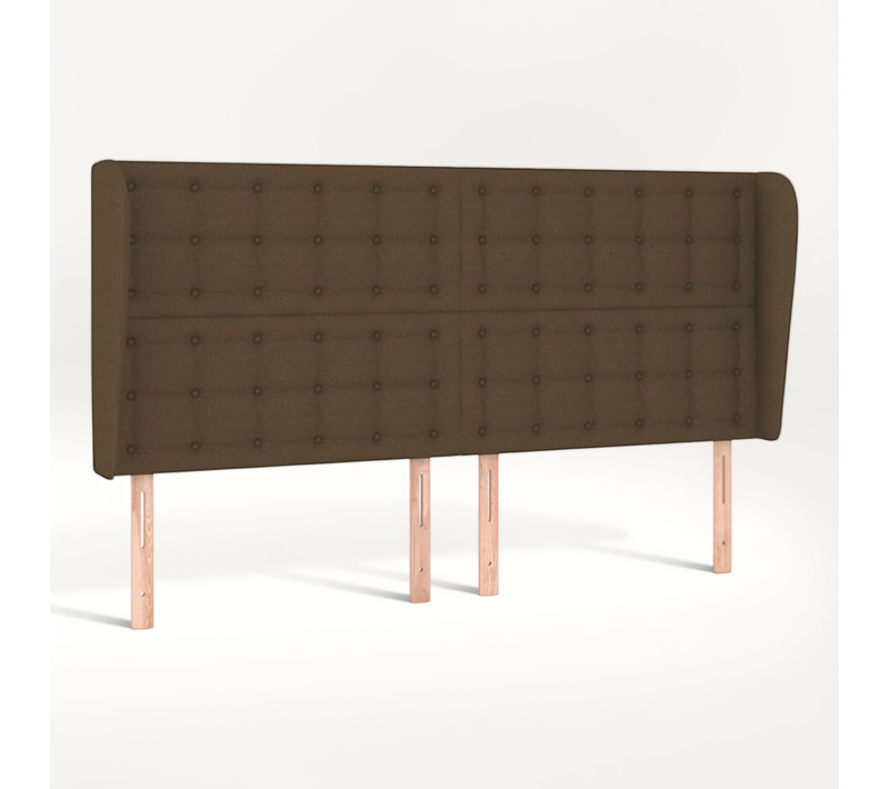 Tête De Lit Avec Oreilles Marron Foncé 183x23x118/128 Cm Tissu