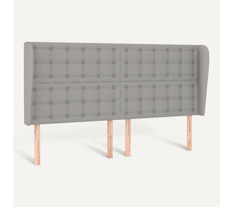 Tête De Lit Avec Oreilles Gris Clair 203x23x118/128 Cm Tissu