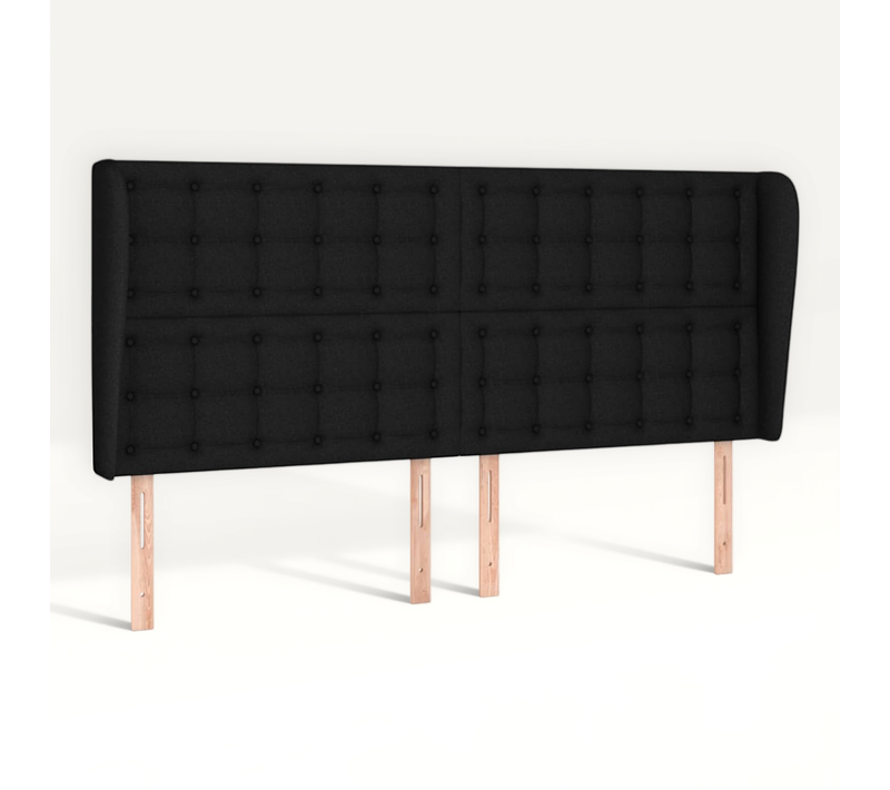 Tête De Lit Avec Oreilles Noir 203x23x118/128 Cm Tissu