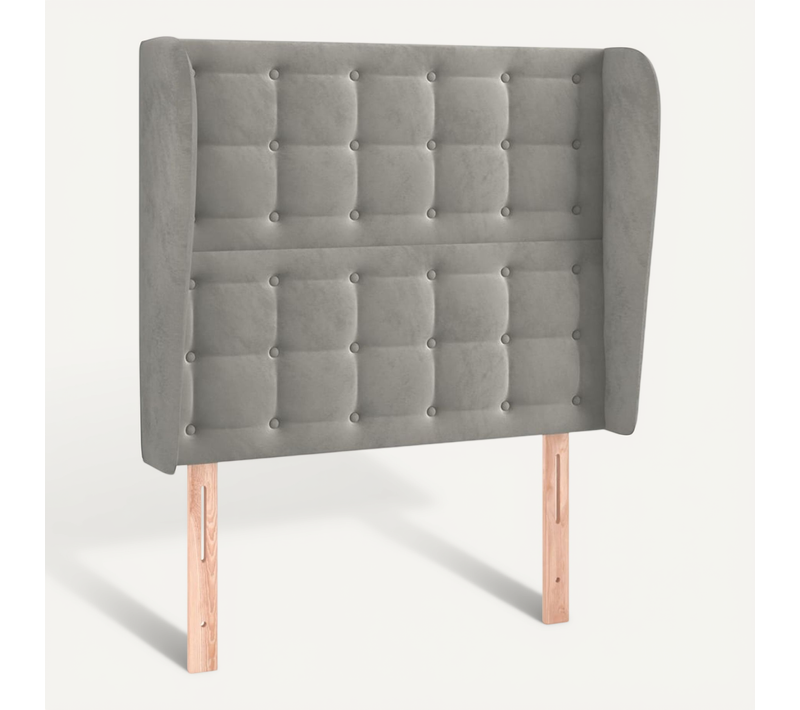 Tête De Lit Avec Oreilles Gris Clair 83x23x118/128 Cm Velours