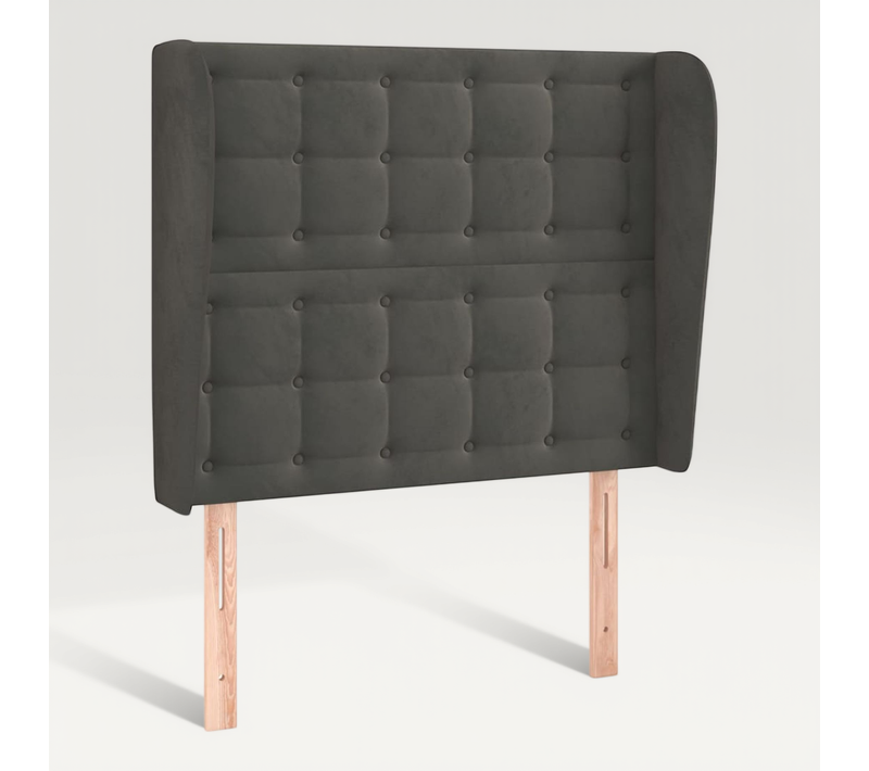 Tête De Lit Avec Oreilles Gris Foncé 83x23x118/128 Cm Velours