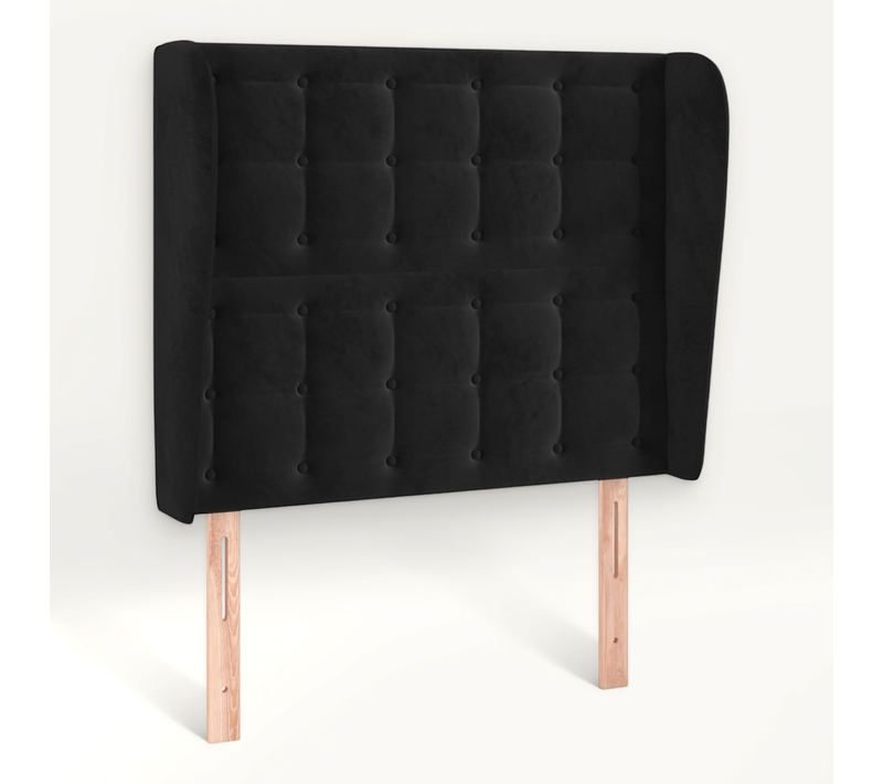 Tête De Lit Avec Oreilles Noir 83x23x118/128 Cm Velours