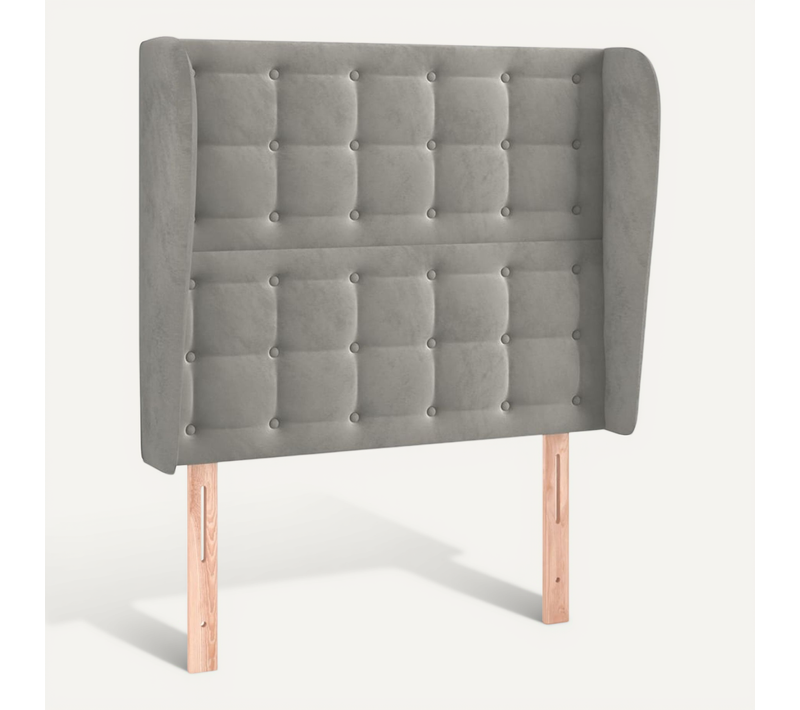 Tête De Lit Avec Oreilles Gris Clair 93x23x118/128 Cm Velours