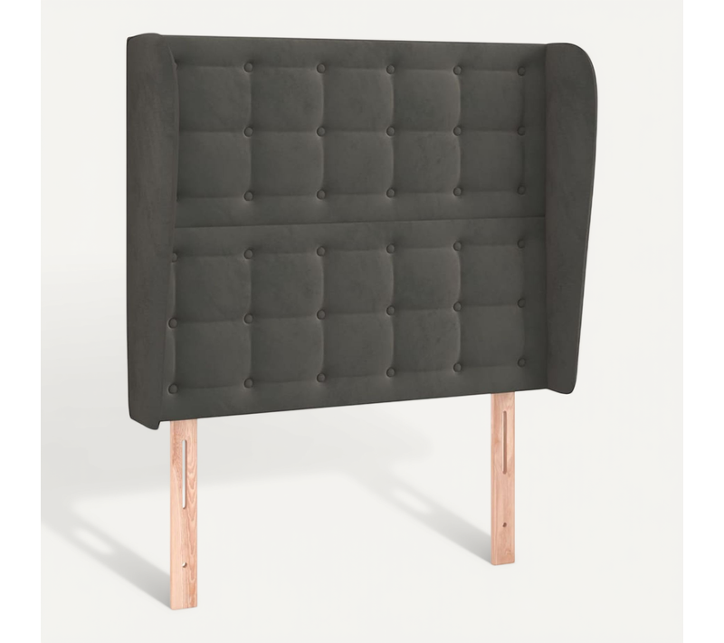 Tête De Lit Avec Oreilles Gris Foncé 93x23x118/128 Cm Velours