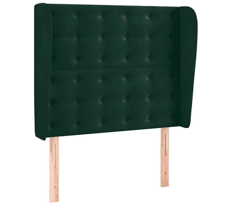Tête De Lit Avec Oreilles Vert Foncé 93x23x118/128 Cm Velours