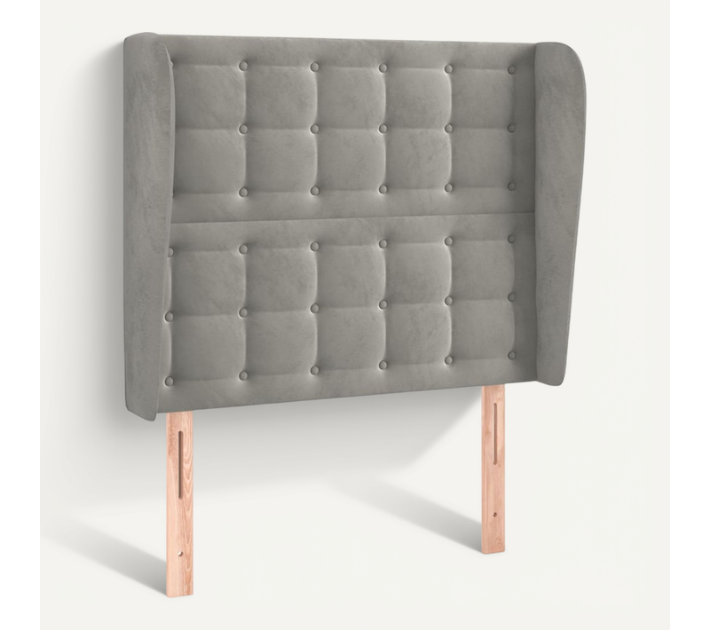 Tête De Lit Avec Oreilles Gris Clair 103x23x118/128 Cm Velours