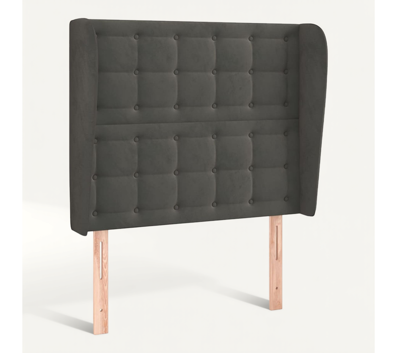 Tête De Lit Avec Oreilles Gris Foncé 103x23x118/128 Cm Velours