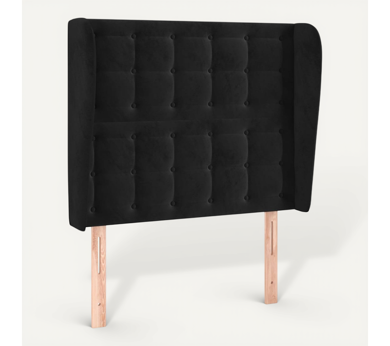 Tête De Lit Avec Oreilles Noir 103x23x118/128 Cm Velours