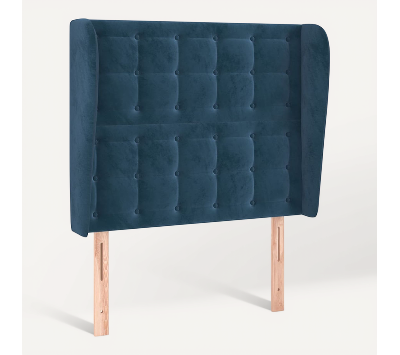 Tête De Lit Avec Oreilles Bleu Foncé 103x23x118/128 Cm Velours