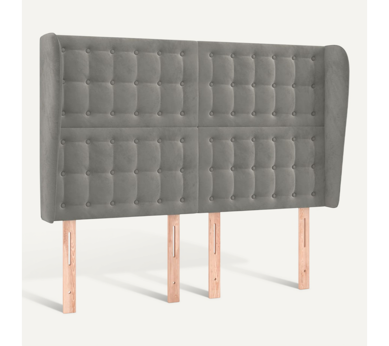 Tête De Lit Avec Oreilles Gris Clair 147x23x118/128 Cm Velours