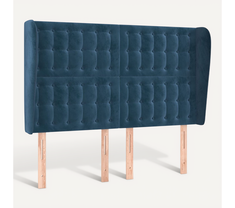 Tête De Lit Avec Oreilles Bleu Foncé 147x23x118/128 Cm Velours