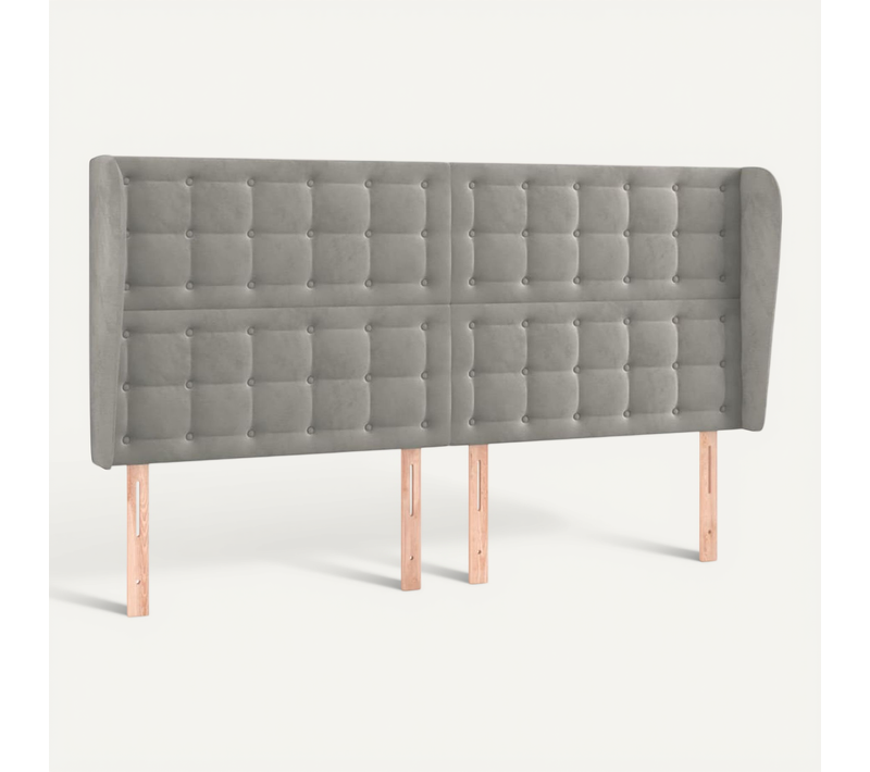 Tête De Lit Avec Oreilles Gris Clair 163x23x118/128 Cm Velours