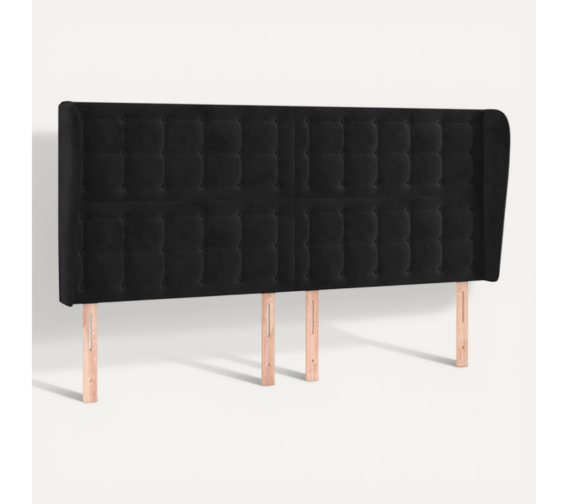 Tête De Lit Avec Oreilles Noir 163x23x118/128 Cm Velours